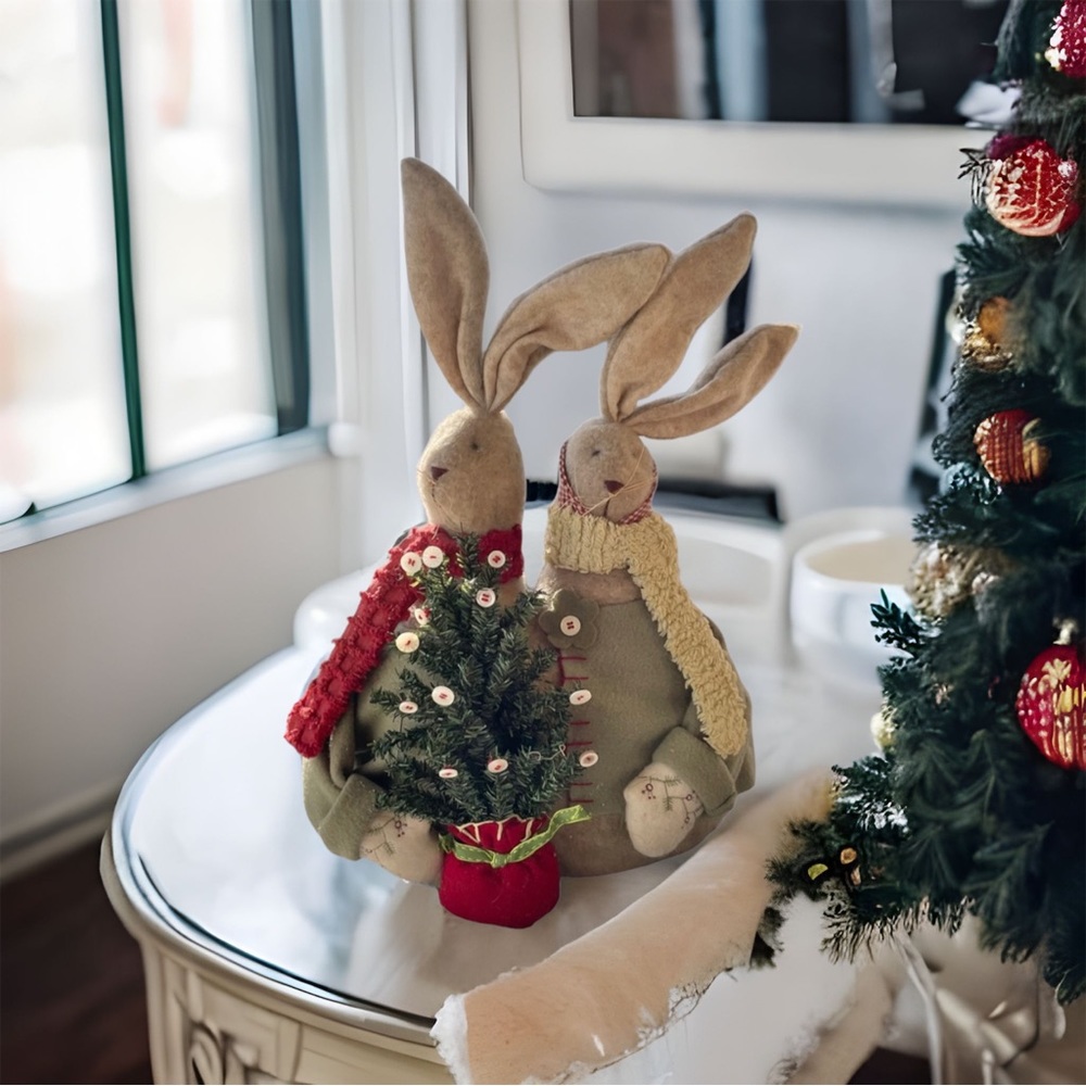 Raz Imports primitive Christmas bunnies